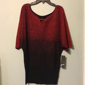 NWT GORGEOUS M Sparkling red and silver top!